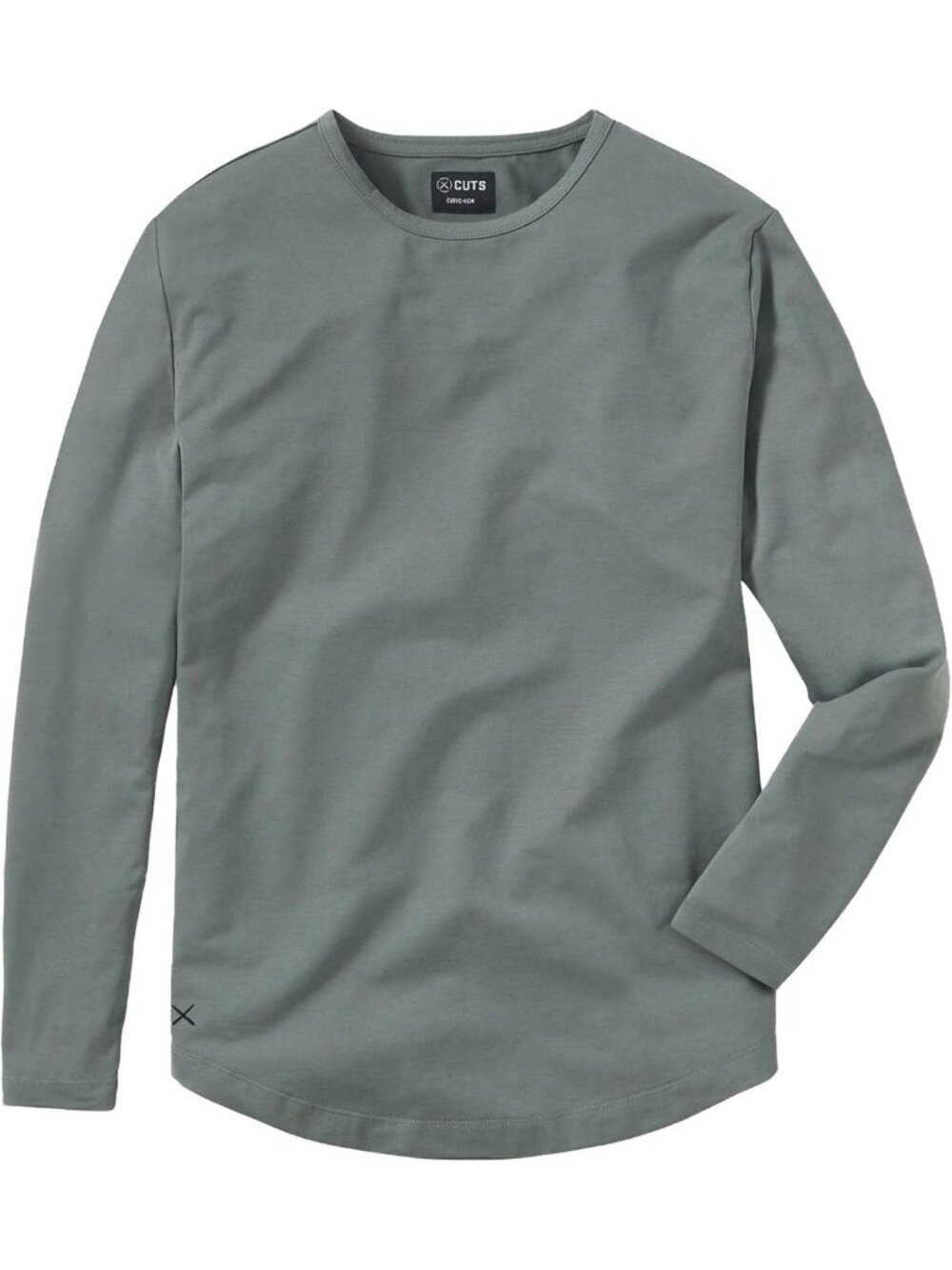 Men's Premium Casual Crew Neck Long Sleeve Shirt | Classic Curve Hem | Soft